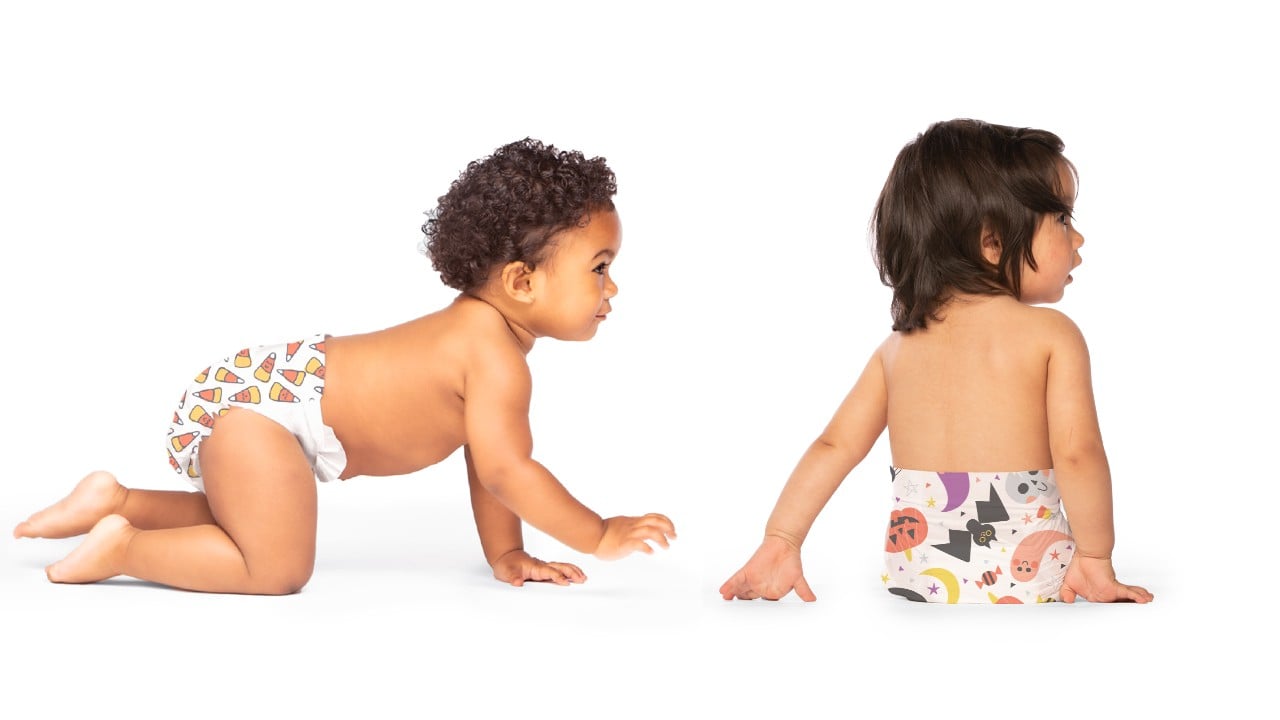 babies wearing Halloween print diapers