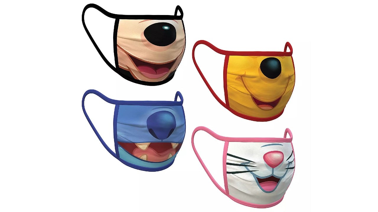 kids cloth face masks with Mickey Mouse, Winnie the Pooh, Lilo and Rabbit face prints
